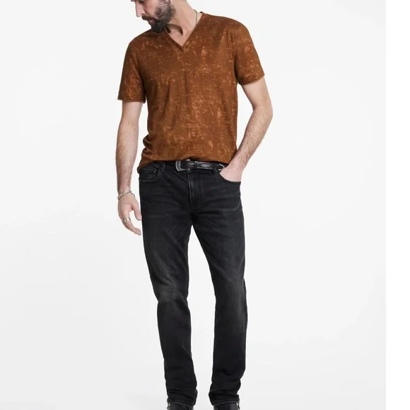 198.00 John Varvatos WOOSTER V-NECK XL FLAX HEATHER - Picture 1 of 4